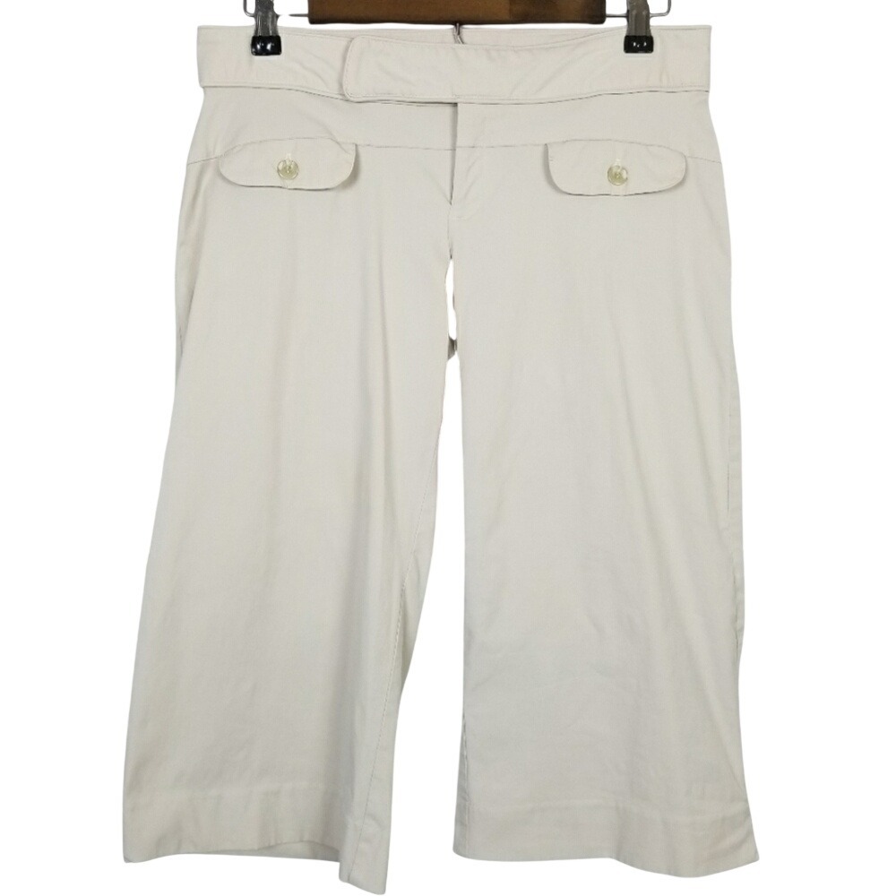 Rampage Womens Cropped Wide Leg Capri Pants Size Size 9 Cream Khaki